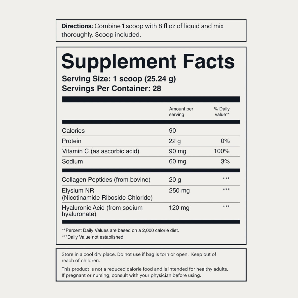 Cofactor supplement facts label with a large Supplement Facts panel and short directions at the top, shown on a plain white background.