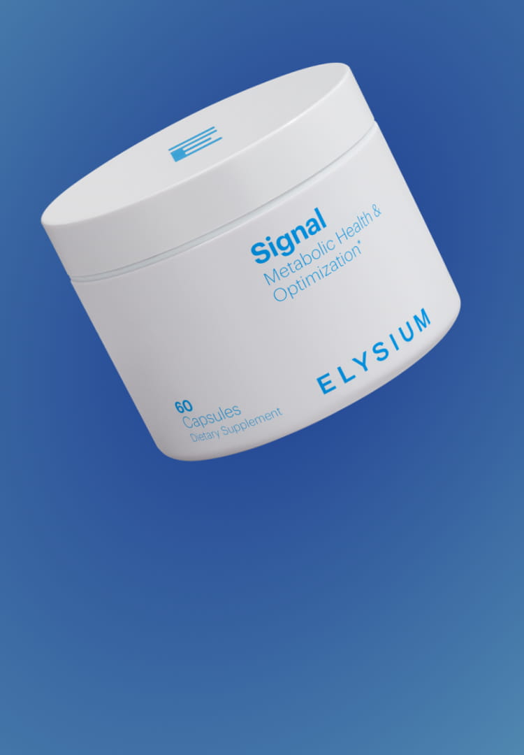 Signal by Elysium Health Floating on Blue Background