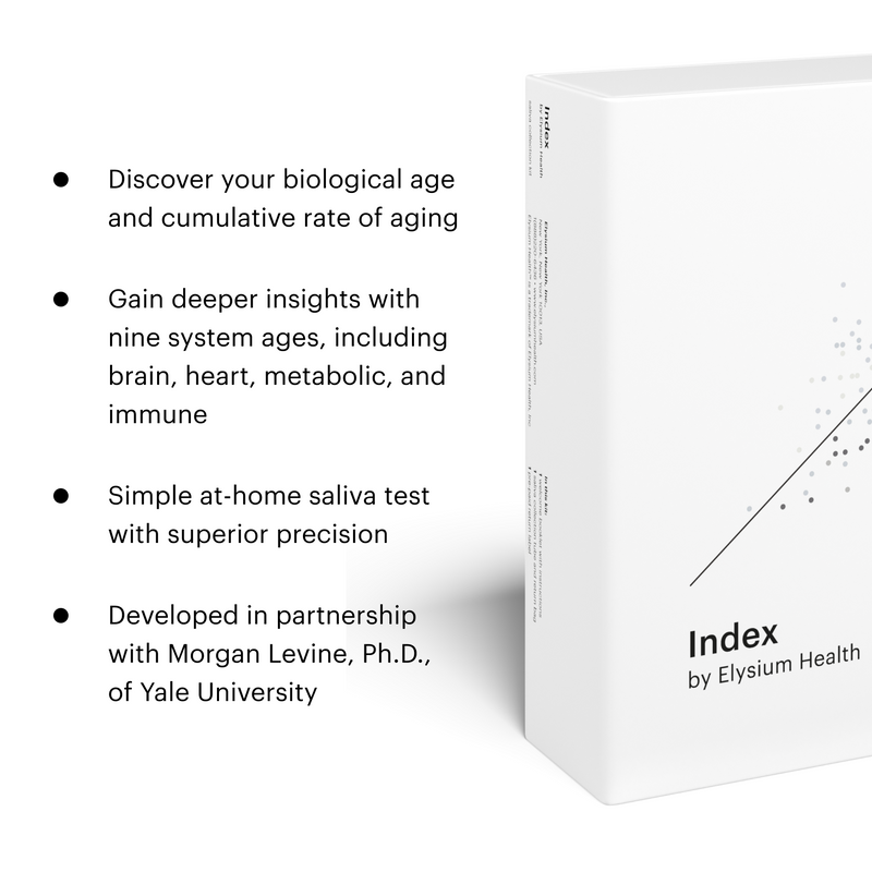 Discover your biological age and cumulative rate of aging. Gain deeper insights with nine system ages, including brain, heart, metabolic, and immune. Simple at-home saliva test with superior precision. Developed in partnership with Morgan Levine, Ph.D., of Yale University